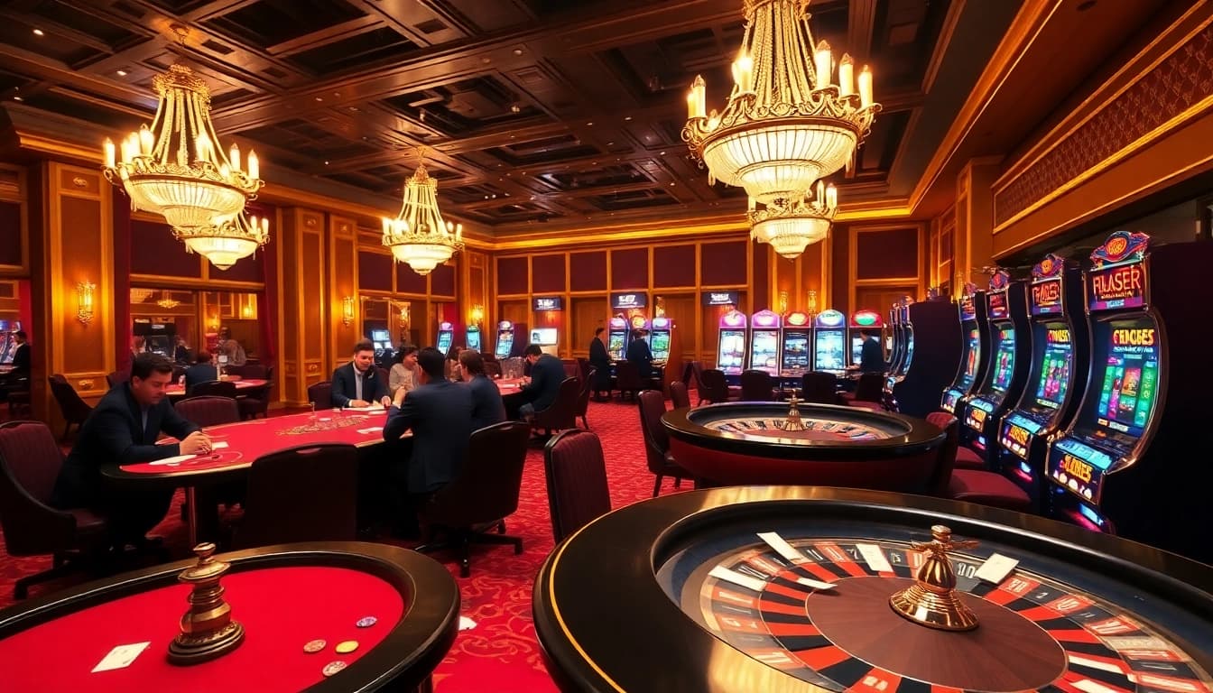 Experience the excitement of pg88 with vibrant gaming tables, poker chips, and a roulette wheel.