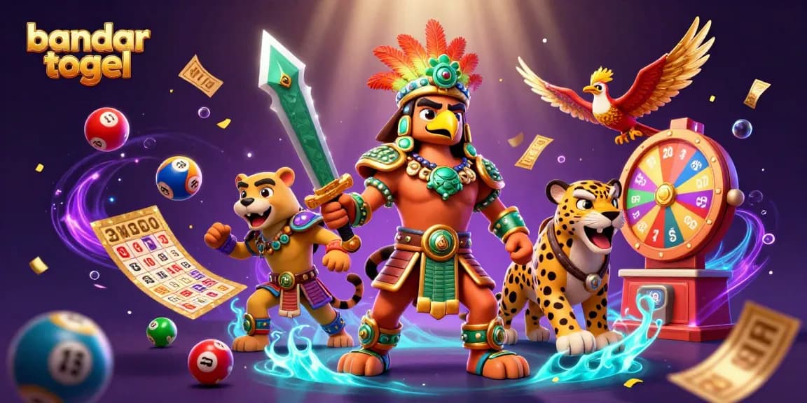Engage in vibrant bandar togel action with colorful lottery balls and dynamic 3D characters.