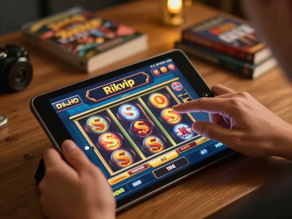Engaging with the Rikvip app for an exciting online casino experience.