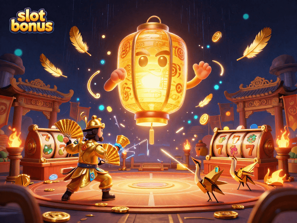 Engage with the slot bonus elements in an energetic 3D cartoon casino illustration.