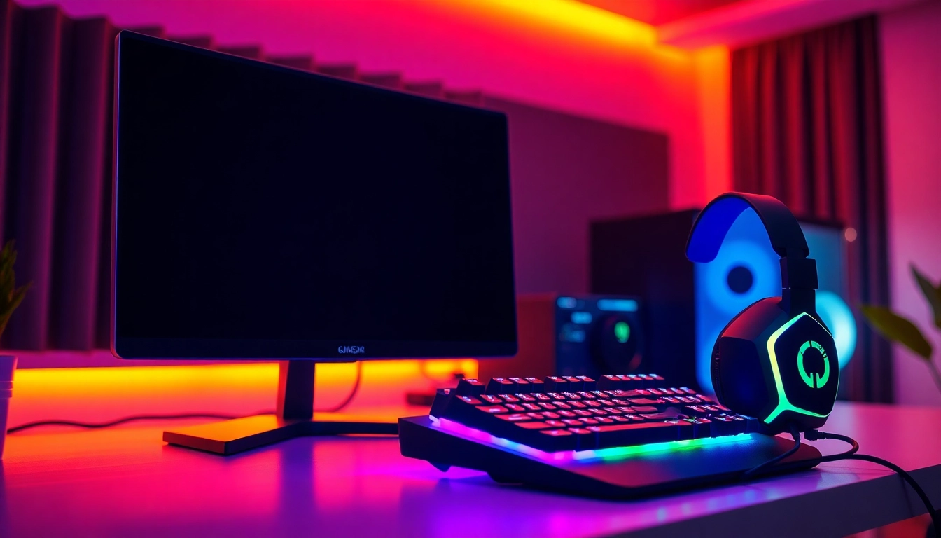Engaging gaming setup showcasing higame accessories and vibrant RGB lighting.