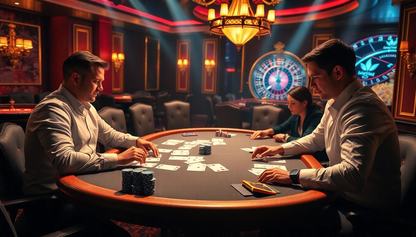 Experience the thrill of strategic gambling at 6FF's luxurious poker table featuring stacks of colorful chips.
