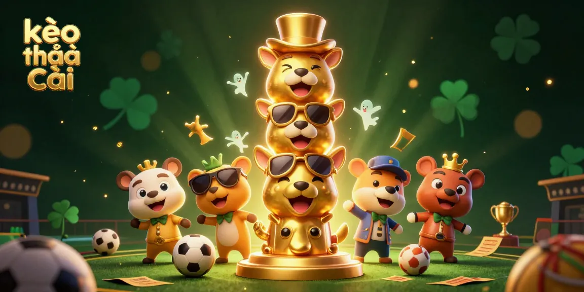Place your winning bets on kèo nhà cái while surrounded by a 3D golden totem celebrating sports and betting passion.