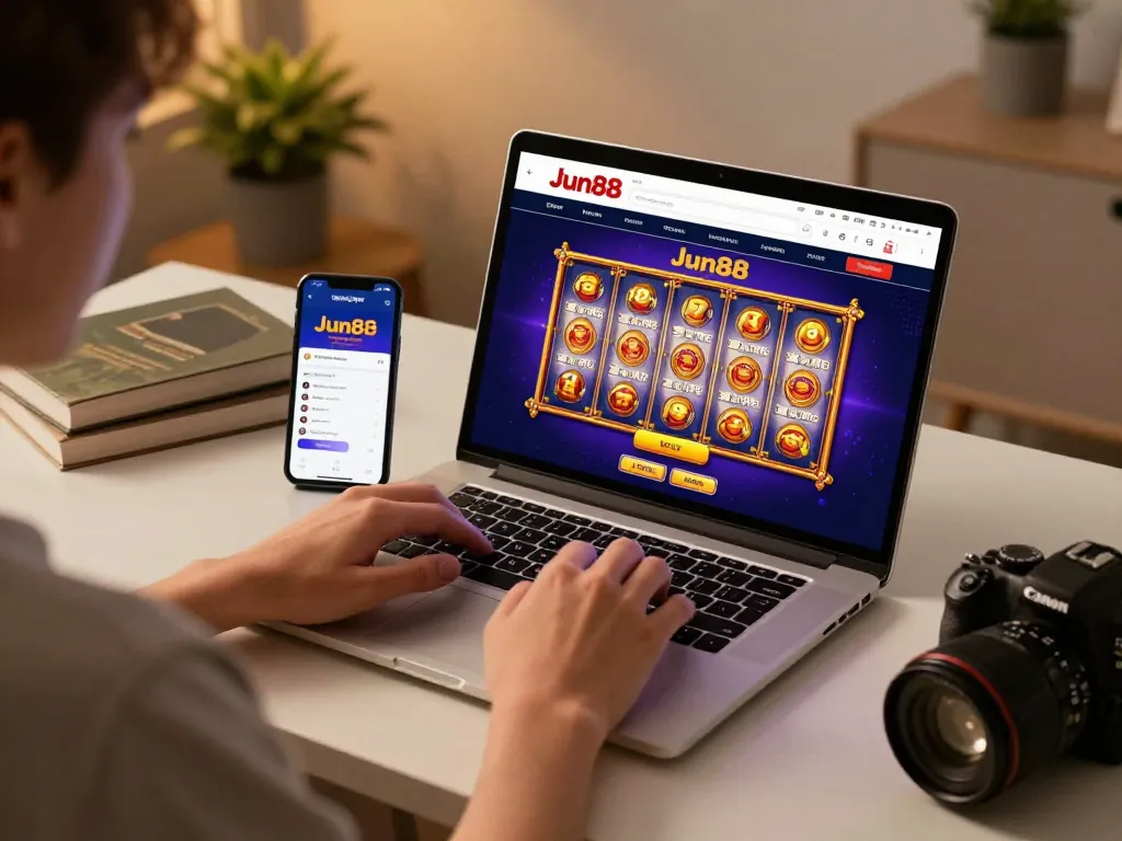 Engaging scene of a player logging into Jun88 đăng nhập for exciting online gaming experience.