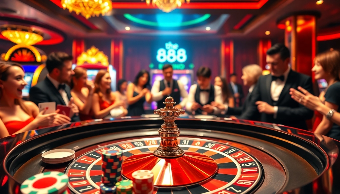 Engaging scene capturing ee88 đăng nhập action at a lively casino table with warm lighting and vibrant colors.