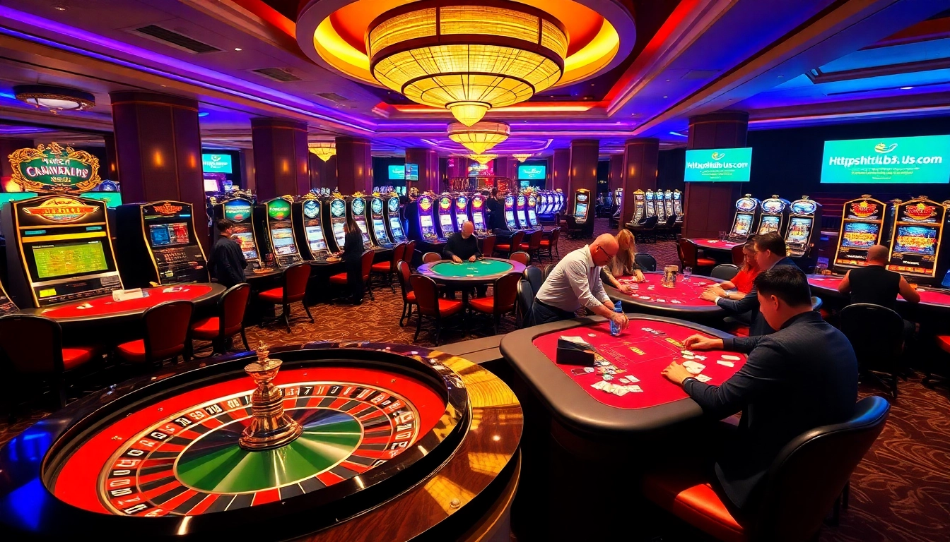 Experience thrilling gambling action at https://hitclub9.us.com/ with vibrant casino game tables and lively players.