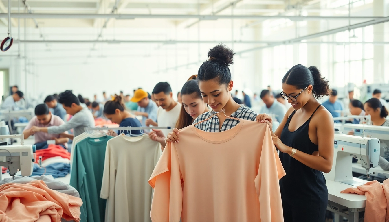 Showcasing Clothing Manufacturer China with skilled workers creating high-quality garments