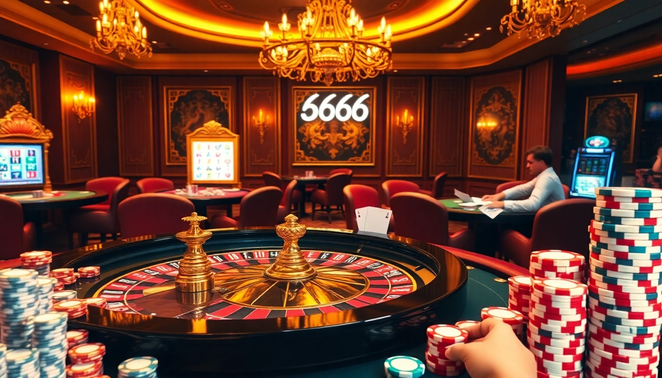 Experience thrilling gaming action at S666 casino with vibrant roulette and poker games.