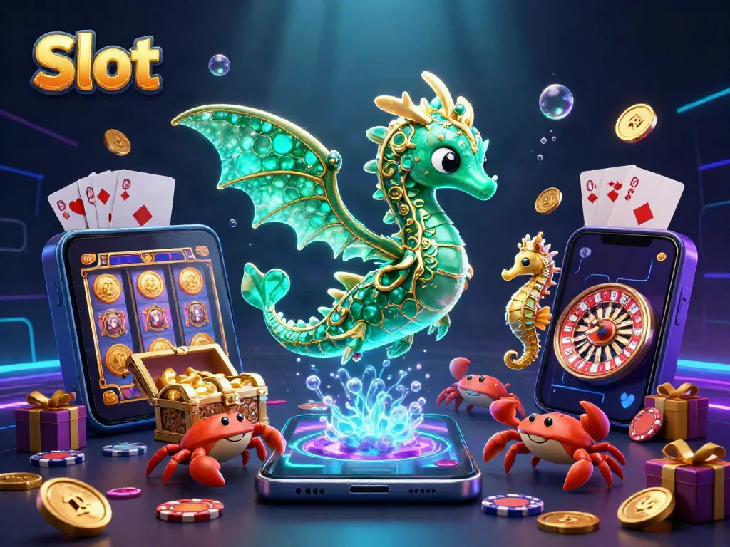 Slot berdampak mewah, menampilkan permainan slot yang memikat dengan naga laut dan simbol keberuntungan.