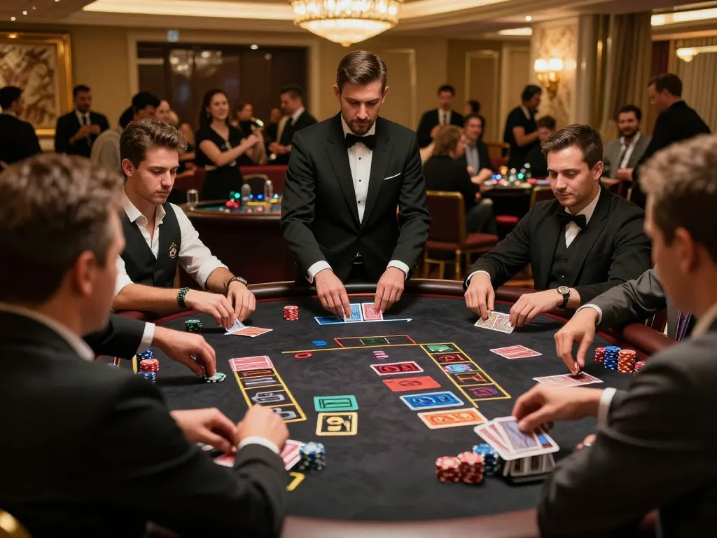 Experience thrilling blackjack action at du88 casino table with players engaged in strategic bets.