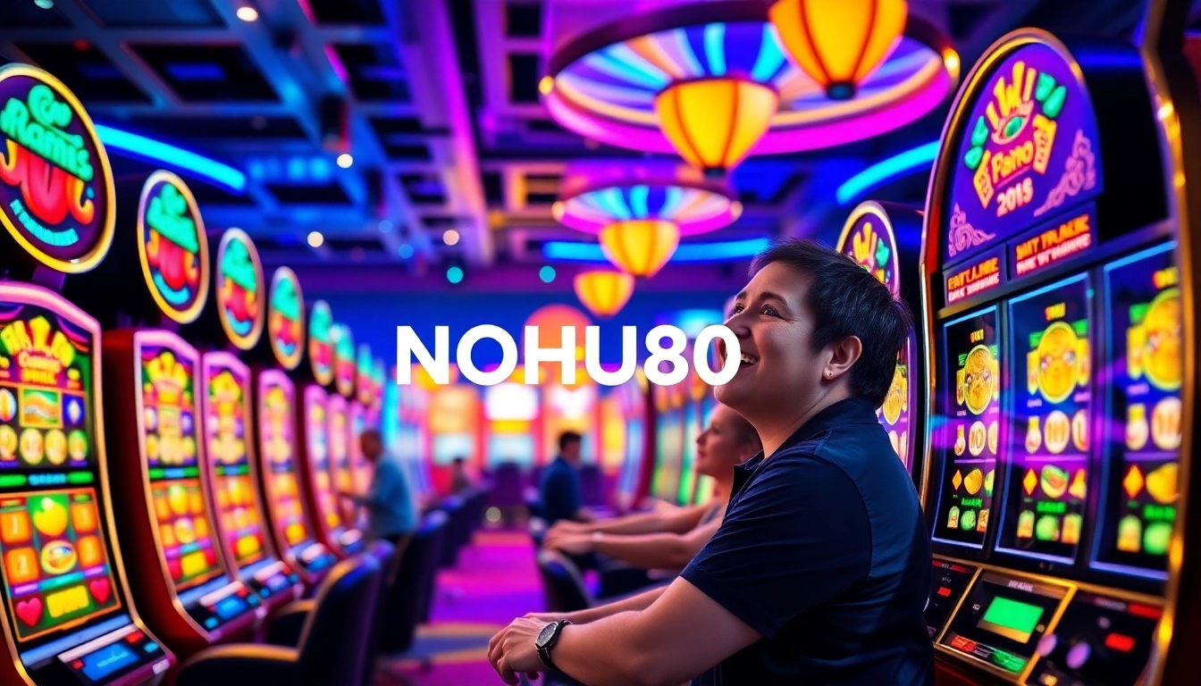 NOHU90 online casino players experiencing exciting jackpots in a vibrant gaming environment.