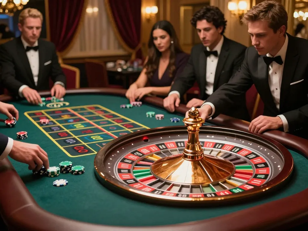 Experience the thrill of placing bets at the roulette table as players link vào the excitement.