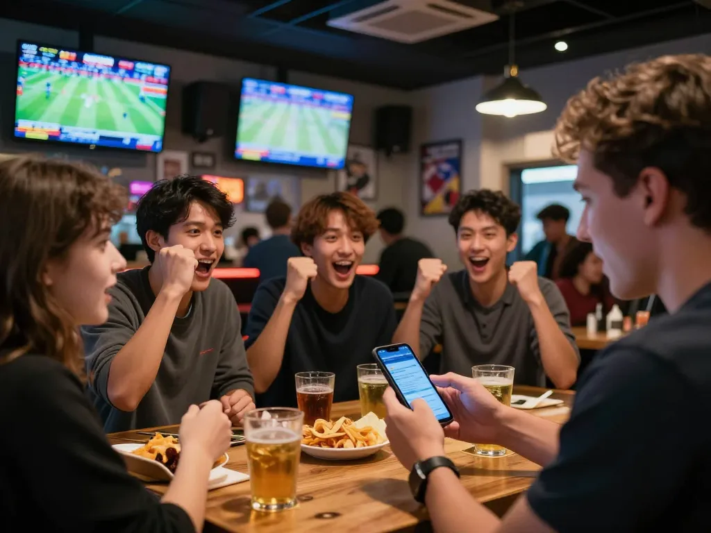 Tỷ lệ kèo nhà cái hôm nay visible as enthusiastic bettor engages in live sports betting.