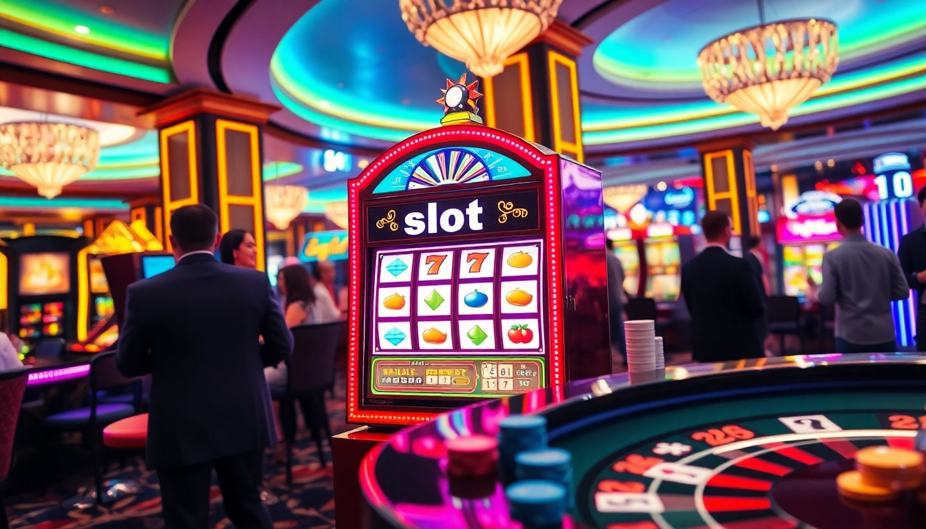 Mainkan permainan slot gacor yang mendebarkan di tengah kegembiraan kasino yang berwarna-warni dan suasana mewah.