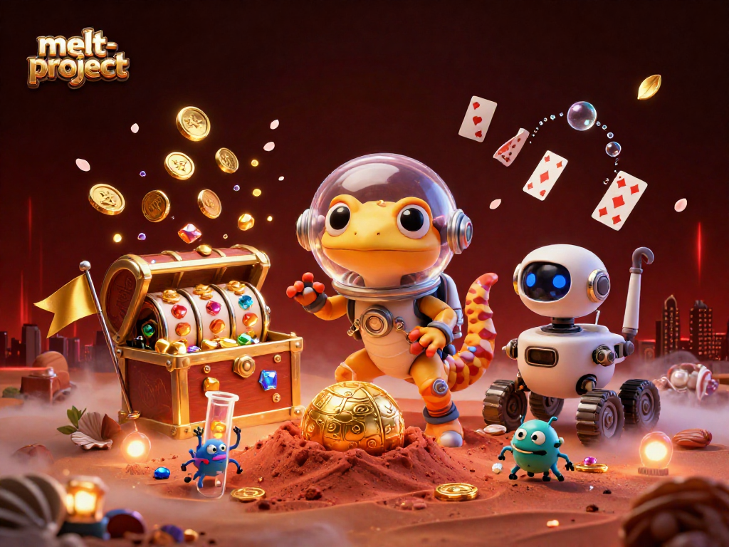 Engage in winning strategies at melt-project with our Martian gecko discovering a golden casino.