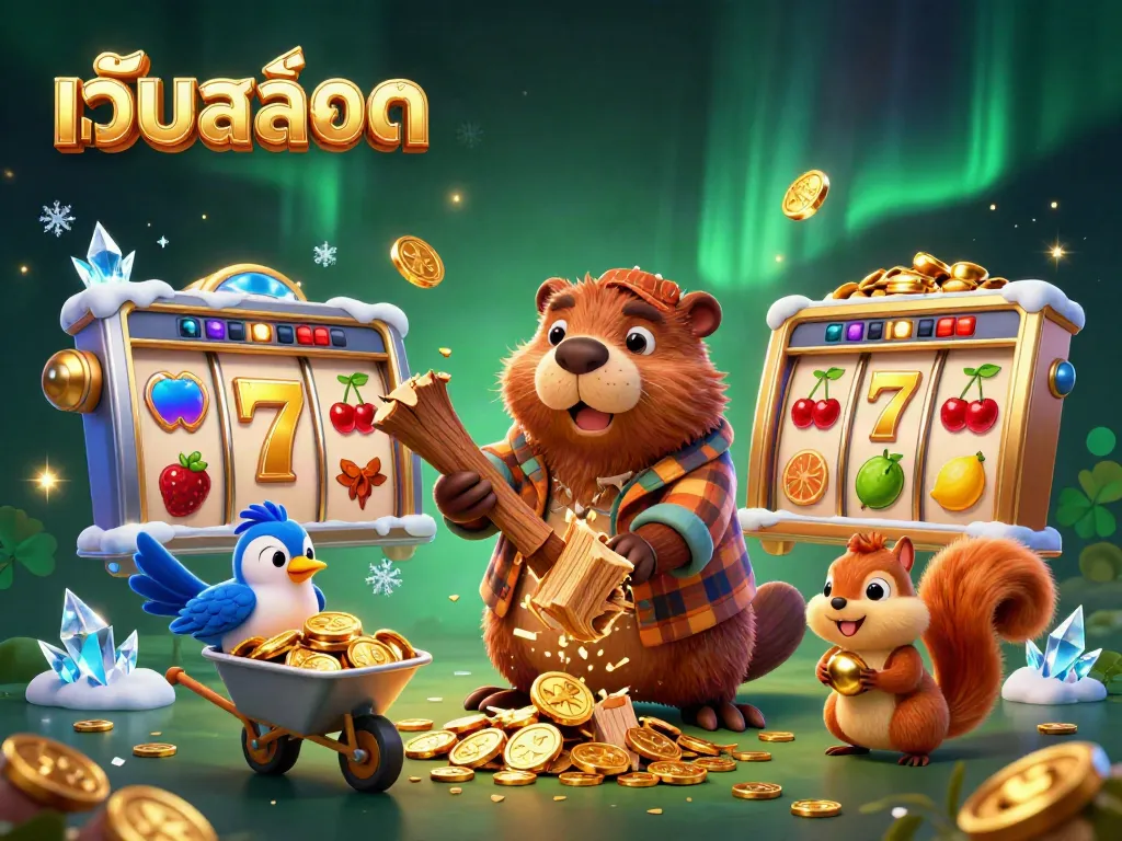 การเล่นสล็อตสนุกในเว็บสล็อตพร้อมสัญลักษณ์ผลไม้และเหรียญทองจากต้นไม้