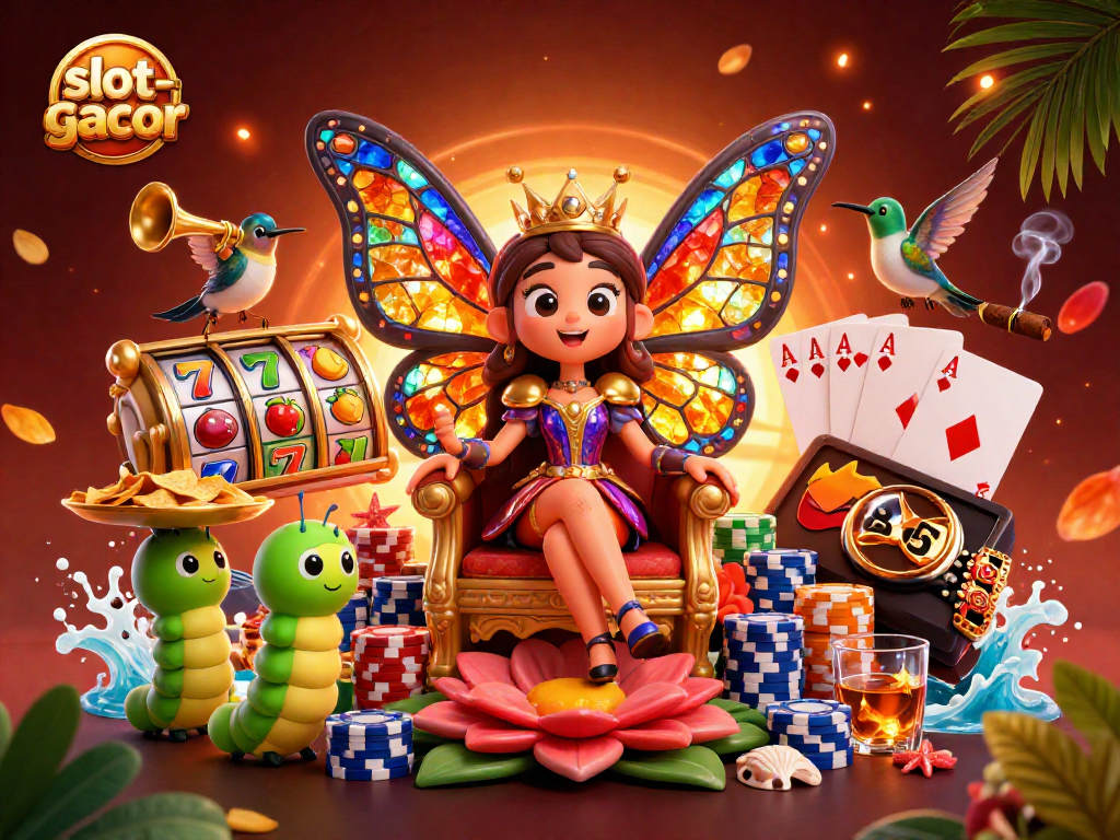 Spin the reels at slot-gacor with vibrant jackpots and enchanting characters in a casino scene.