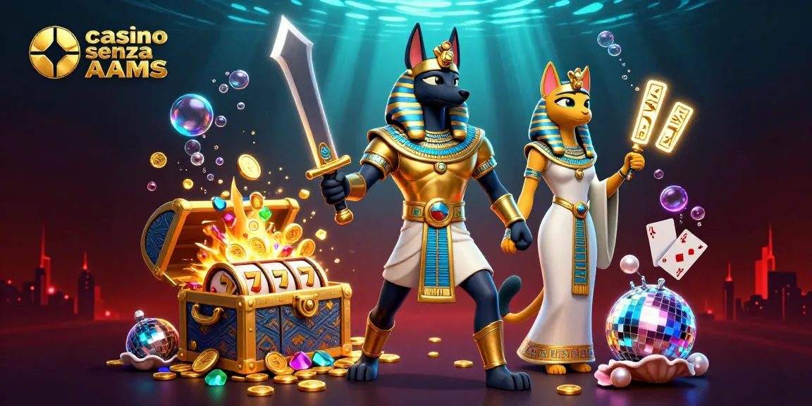 Scopri un gameplay entusiasmante nei casino senza AAMS con rulli delle slot vibranti e uno sfondo epico egiziano.