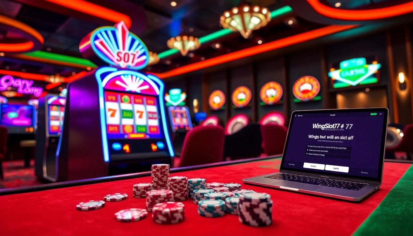 Engaging scene of Wingslots77 Login illustrating online slots and gaming excitement.