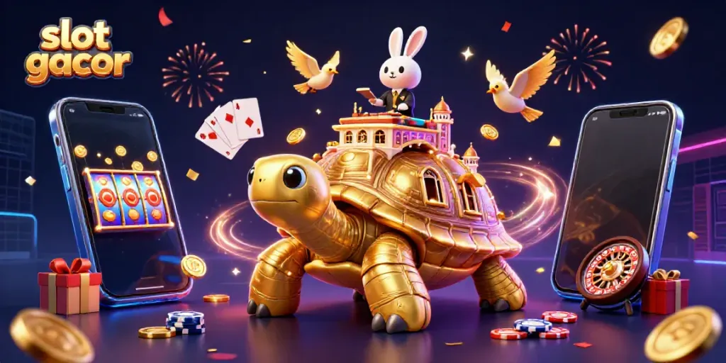 Experience slot gacor excitement with a magical scene of casino themes and winning symbols.