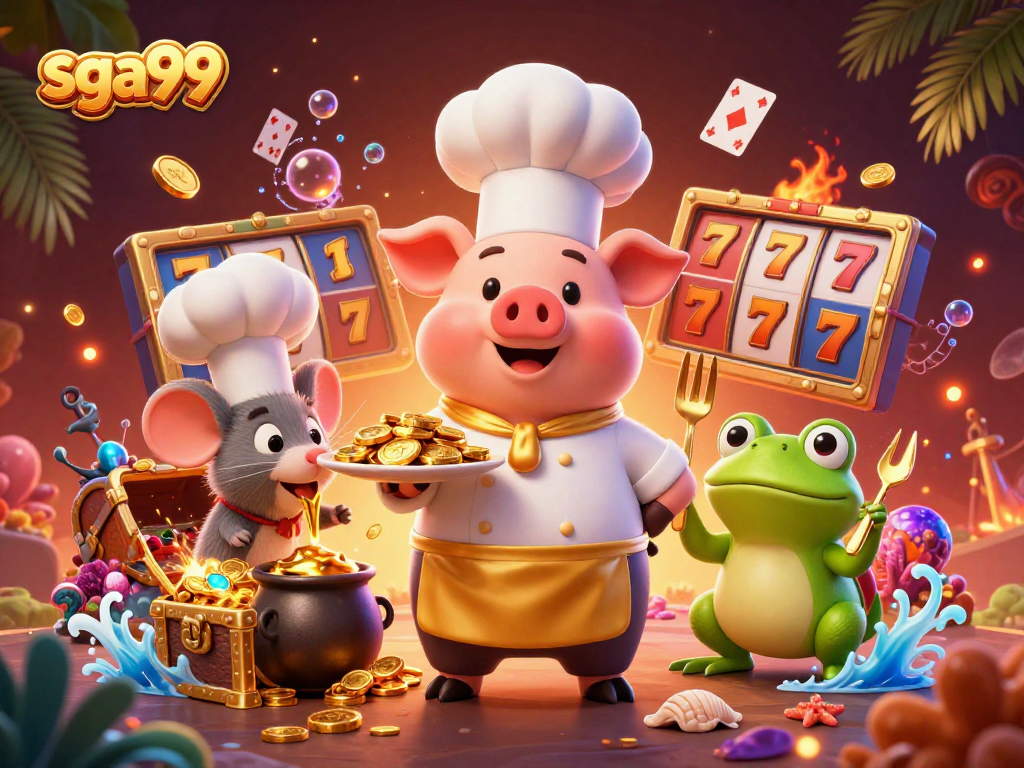 Engage with sga99's immersive slot gaming experience featuring playful characters and dynamic elements.