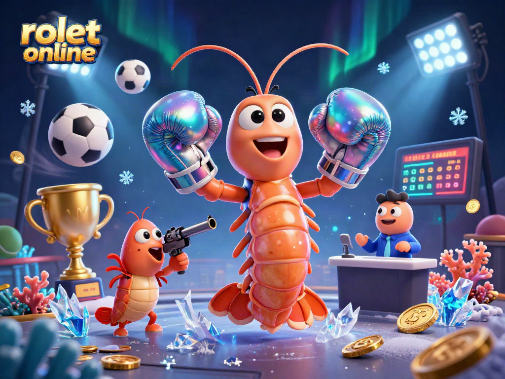 Engage in thrilling rolet online action with mantis and pistol shrimp in a lively casino scene.
