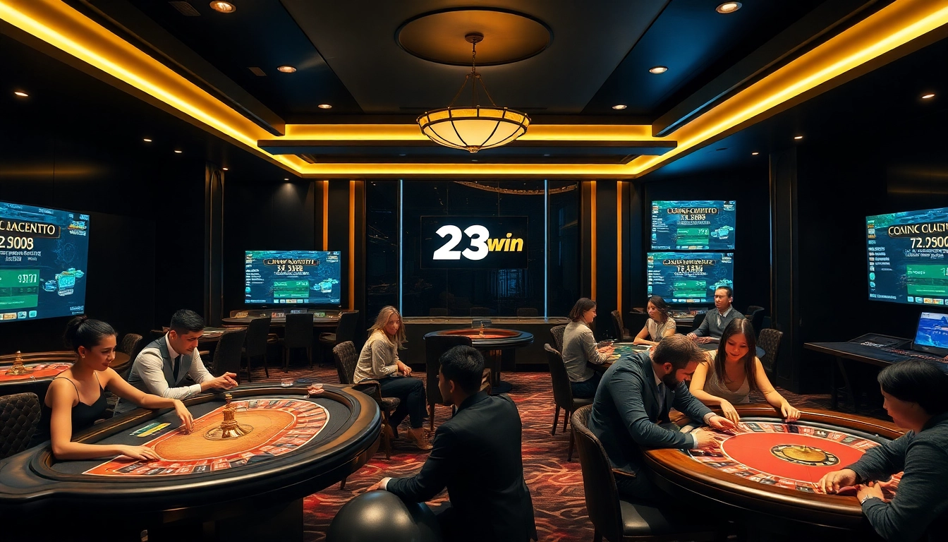 Engaged players enjoying a luxurious gaming experience at 23win's online casino.