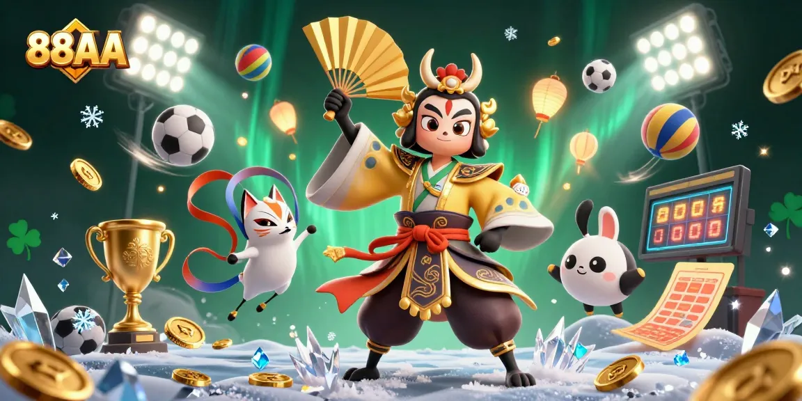 Catch exciting moments with 88AA in this vibrant casino-themed digital illustration.