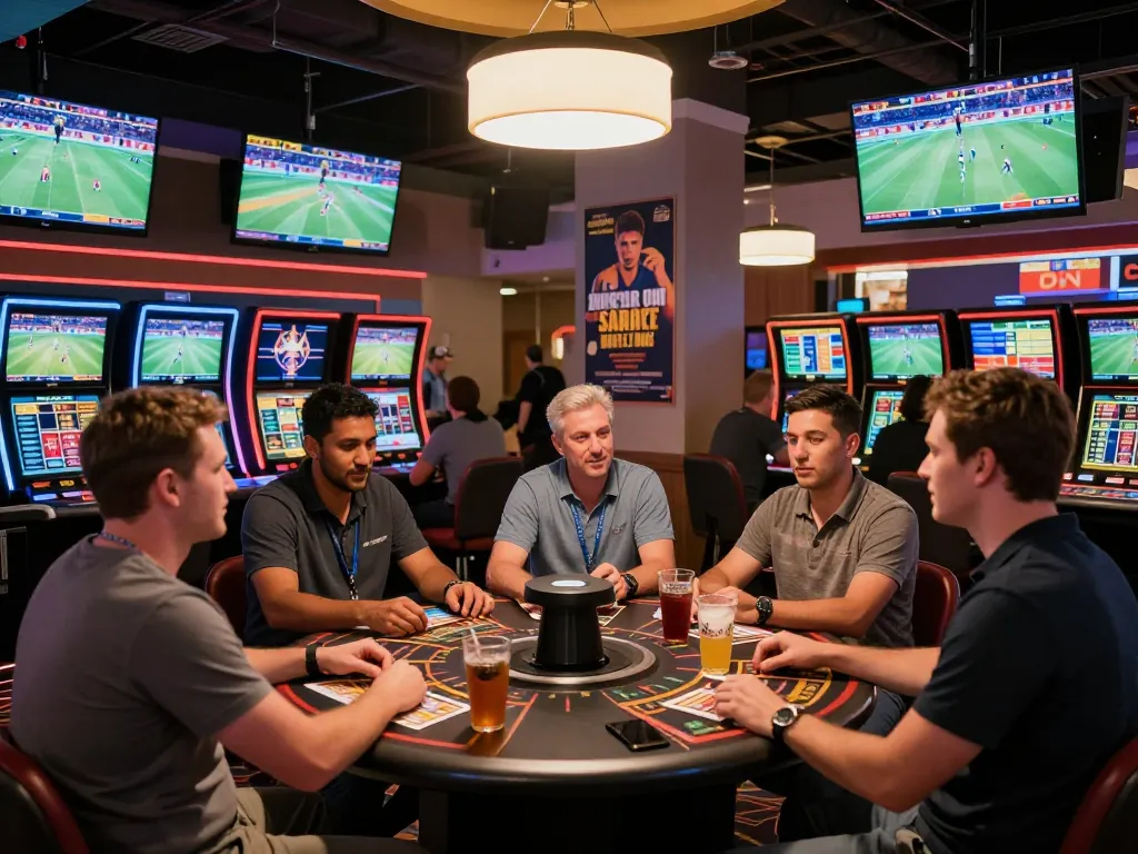 Live sports betting excitement at https://dohistory.group/ with engaged bettors and dynamic screens