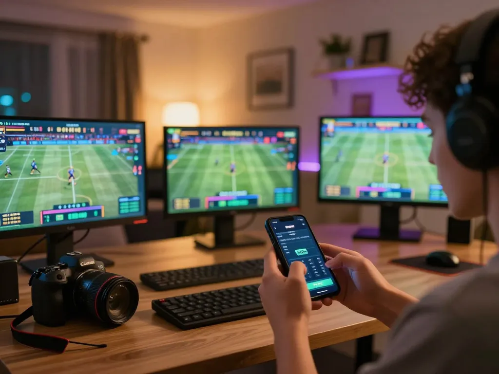 Engaging in sports betting on Bsport app with live odds displayed, dynamic online gaming setting