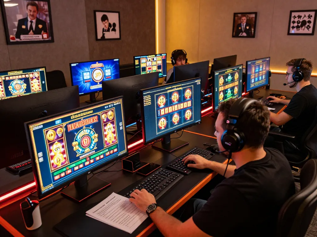 Engaging in situs slot gacor gameplay on multiple screens in a modern online casino setup