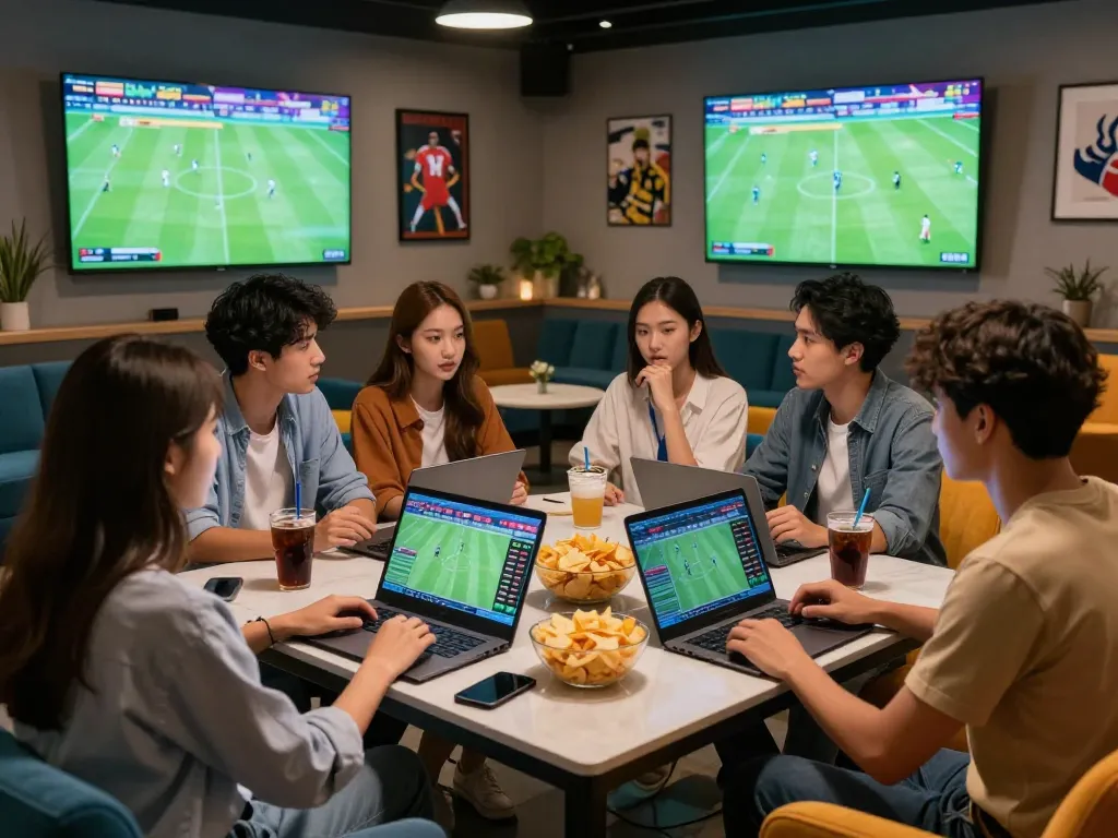 Soi kèo hôm nay with friends engaging in sports betting analysis and strategies.