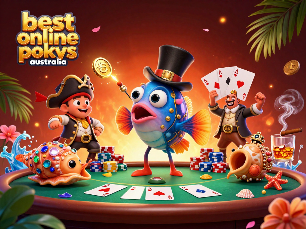 Experience the best online pokies Australia with vibrant gaming scenes and colorful characters.