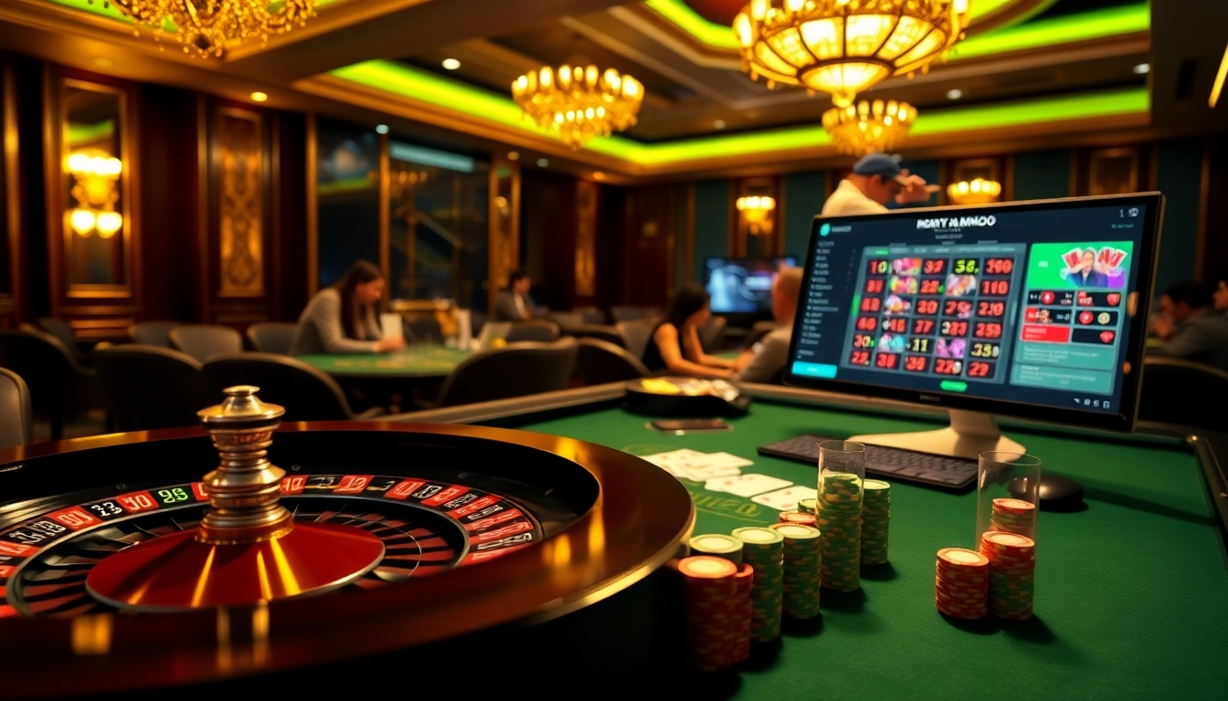 Experience Rút Tiền MMOO with secure online transactions at a vibrant casino table.