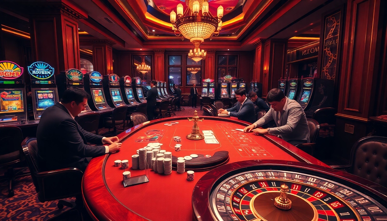 K9K9 showcases players enjoying high-stakes games in a glamorous casino setting.