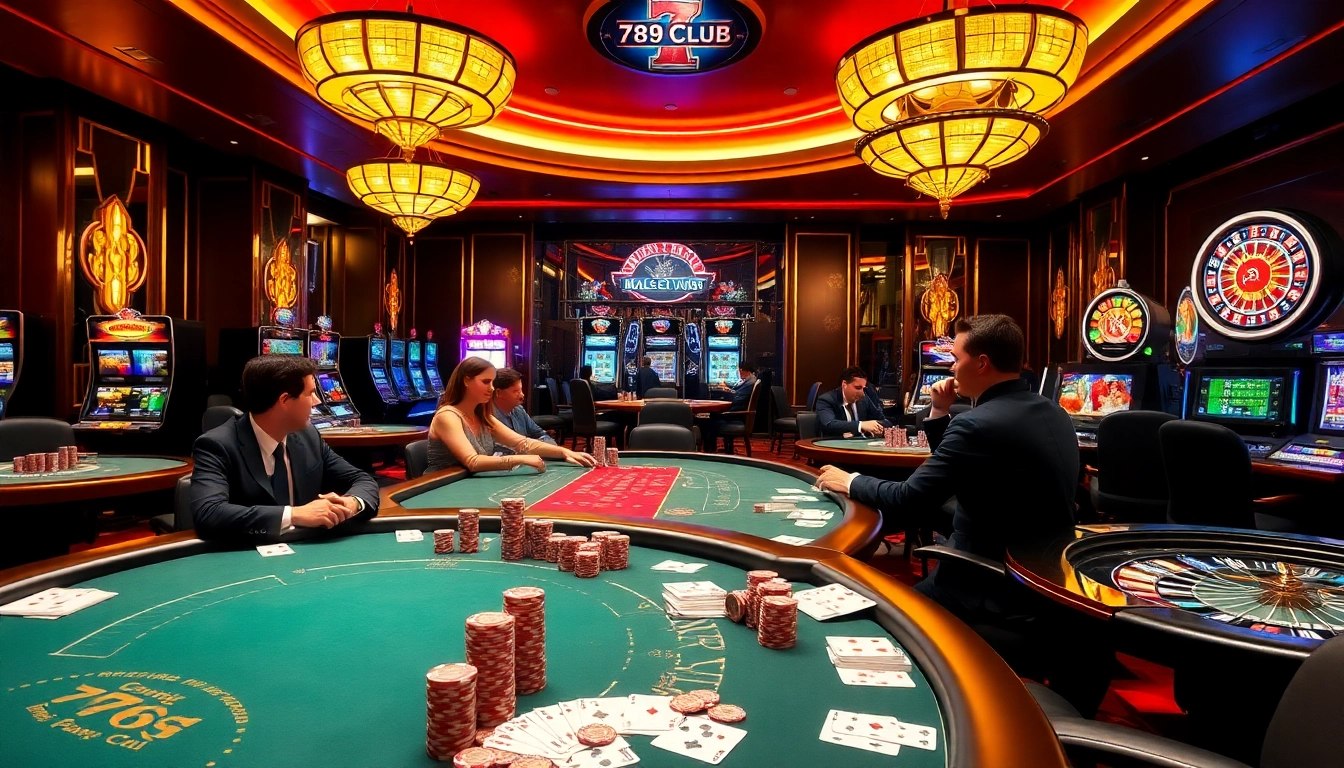 Excited players enjoying games at 789club's vibrant casino tables.