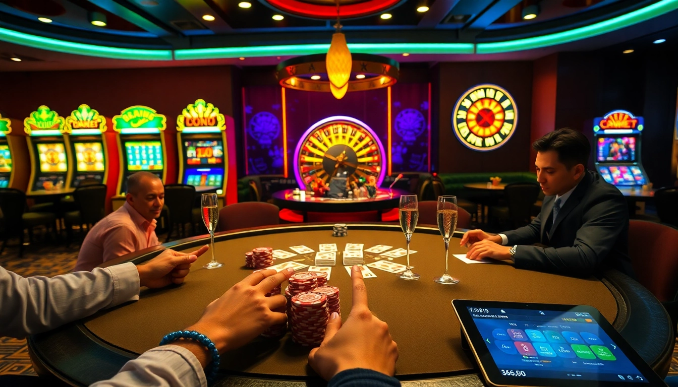 A lively poker game at trang chủ 88i with players and vibrant casino elements.