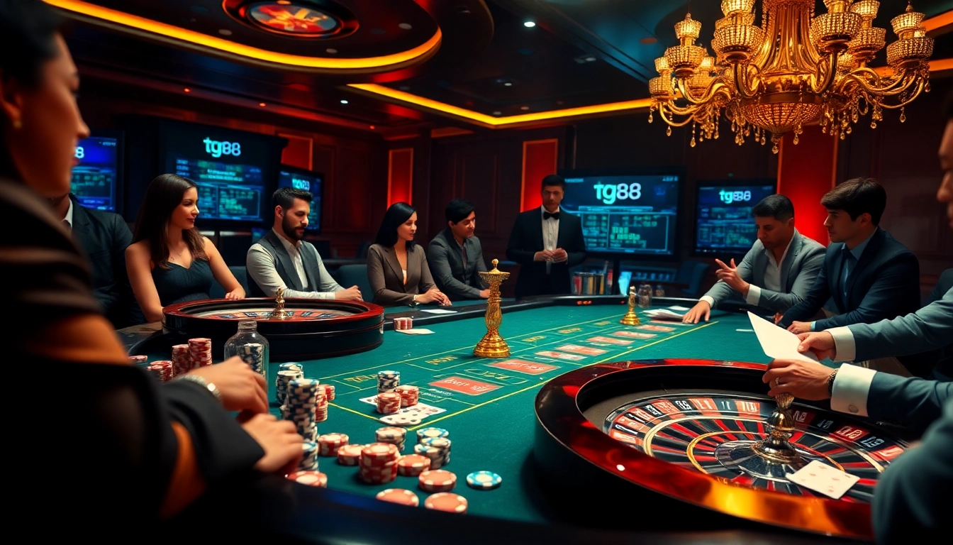 Experience high-stakes gaming with tg88 at a luxurious casino table.