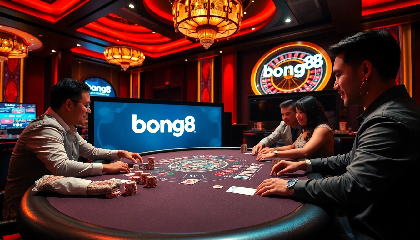 Players winning at a sleek table while using Bong88 for thrilling online gambling.