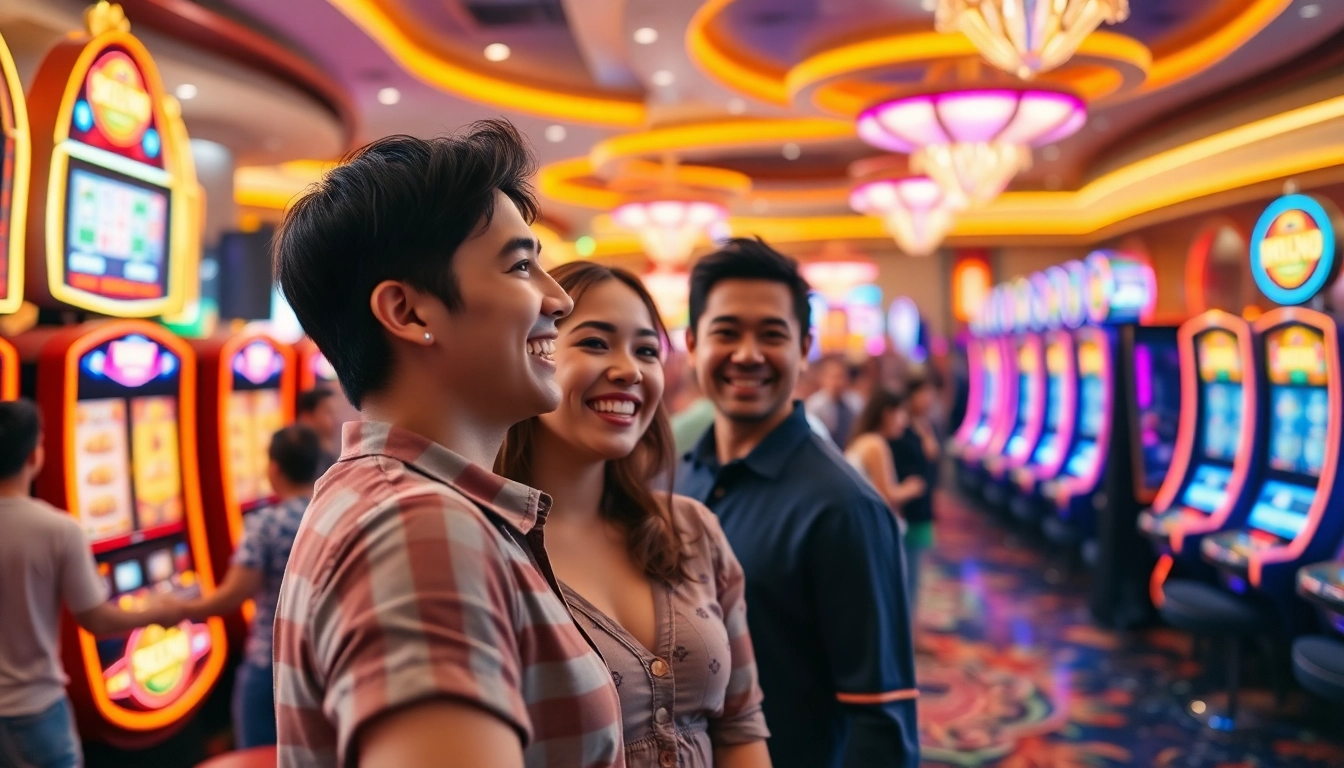 在優塔娛樂城中慶祝勝利的年輕玩家群。