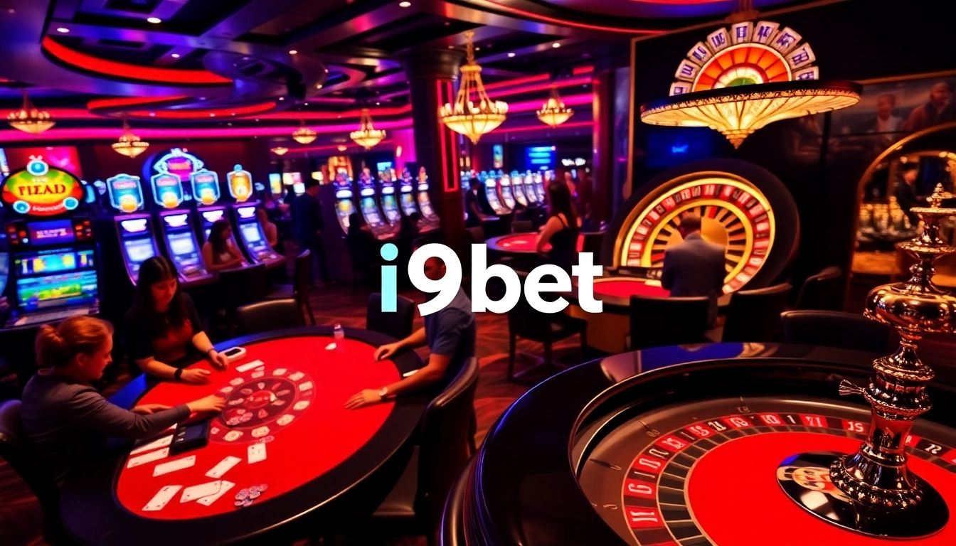 Experience excitement at i9bet with vibrant casino tables and slot machines.