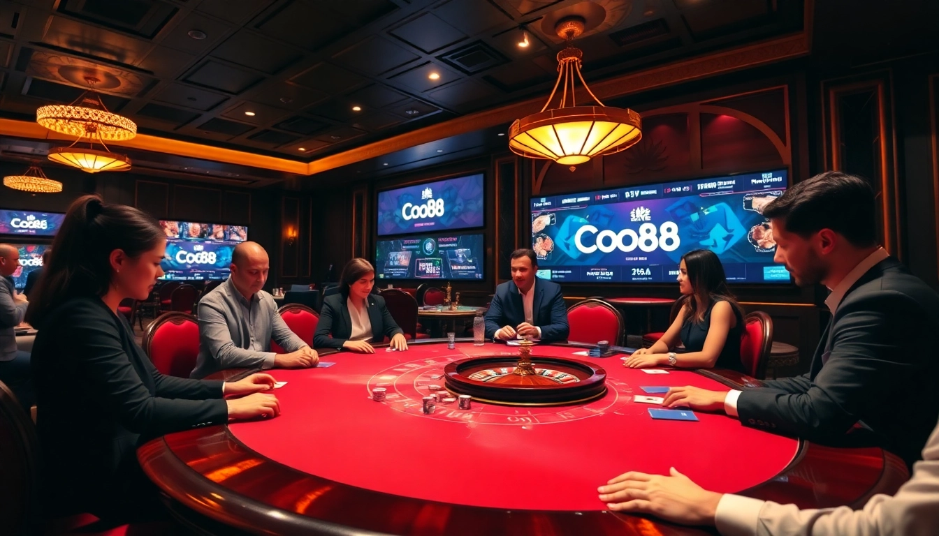 Experience an exciting high-stakes poker game at Co88's luxurious casino.