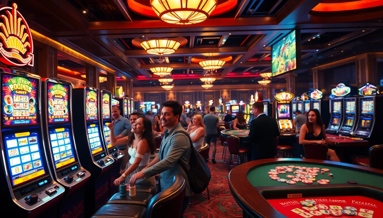 優塔娱乐城中的豪華賭場遊戲場景，燈光明亮，玩家興奮不已。