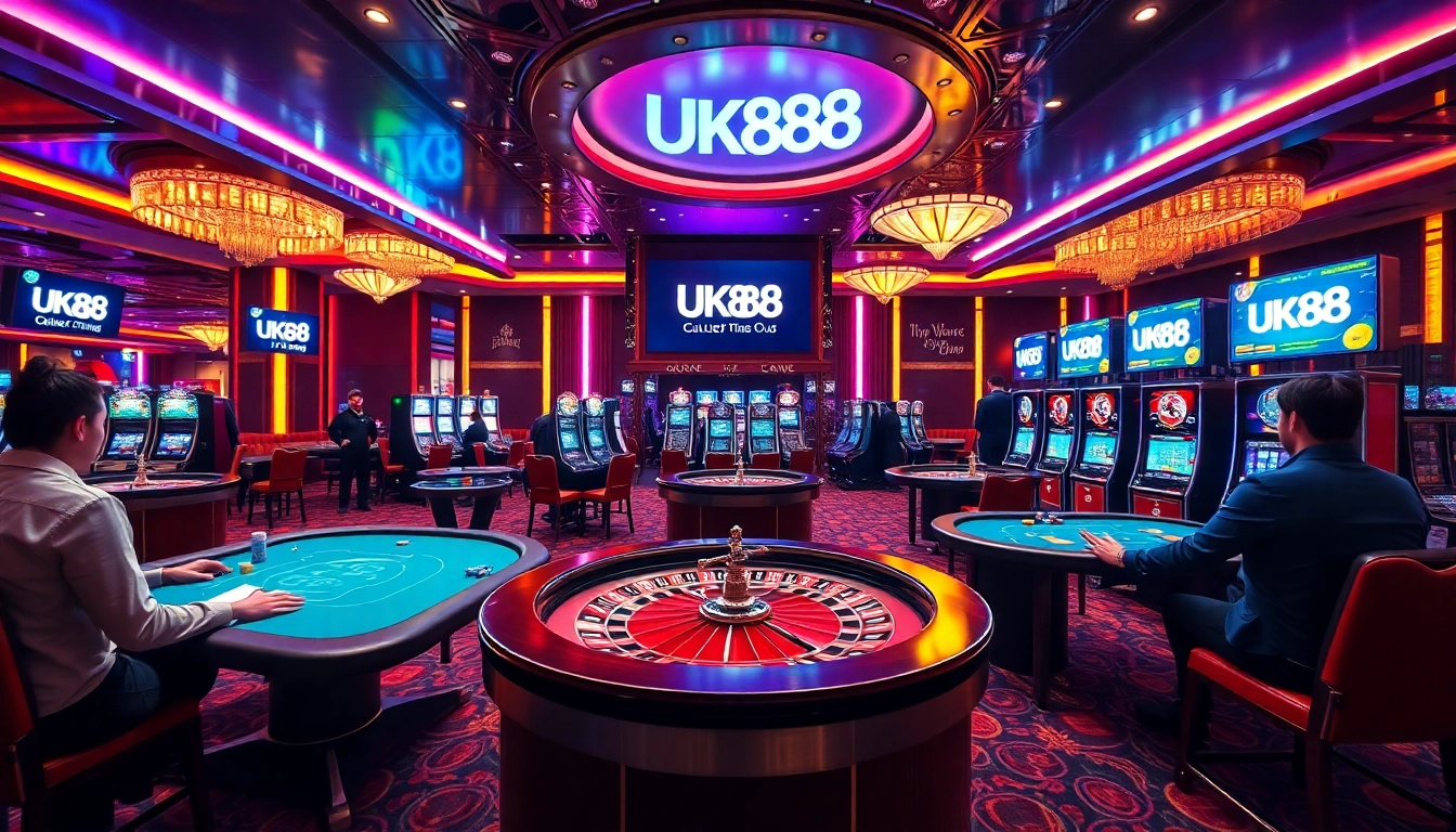 Experience the thrill of gambling at UK88 with vibrant casino tables and exciting game action.