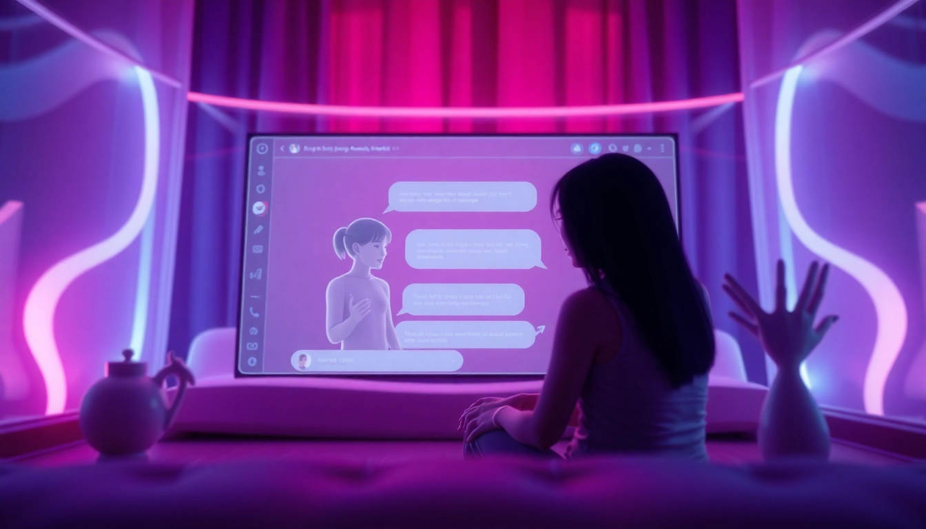 AI chat porn interface showcasing an interactive chatbot in an inviting digital space.